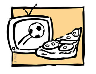 TV y pizza
